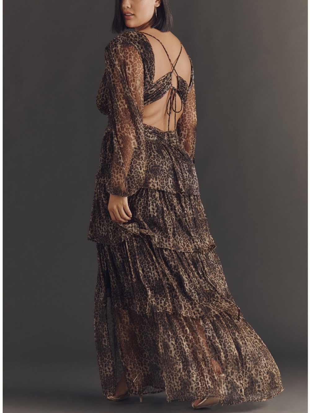 Astr The Label AniBrown Leopard-Print Tiered Maxi Dress